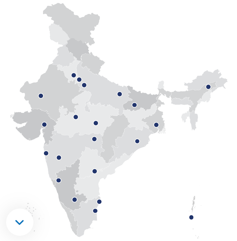 Map of India marking states for state-wise recipes
