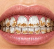 Teeth with brown and white mottling