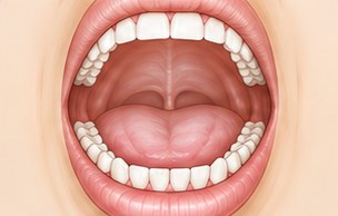 Oral mucosa being checked for pallor